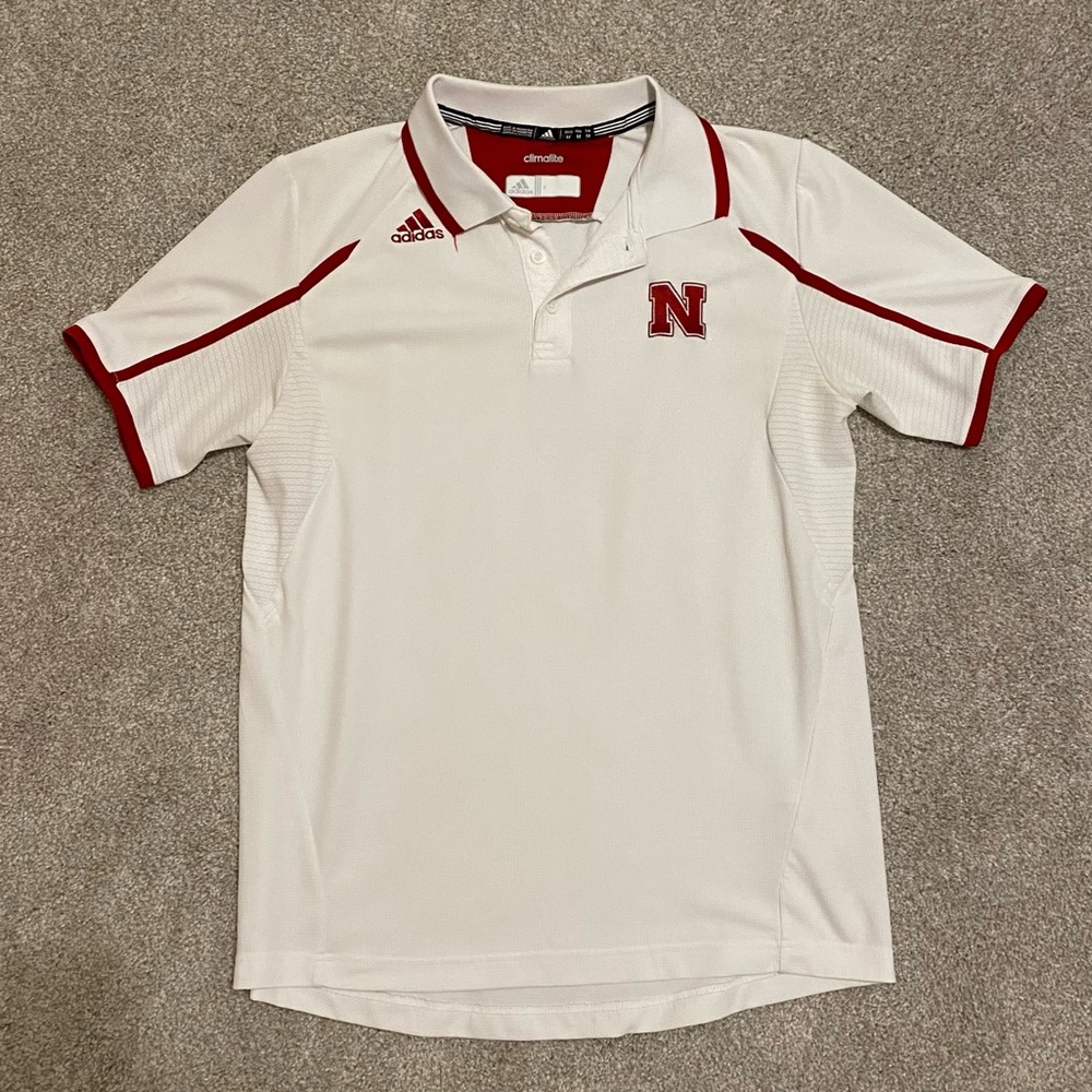 Adidas White and Red Men's Polo Shirt
